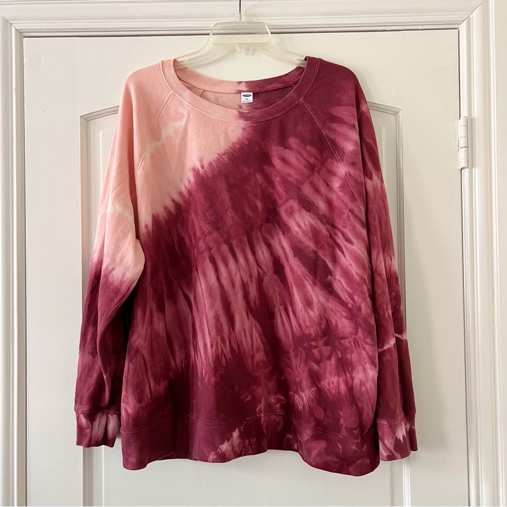 Old Navy Pink/Maroon Tie Dye Sweatshirt XXL